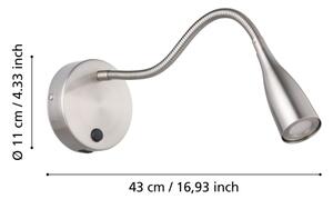 Eglo 901783 - LED Flexibilní nástěnná lampa s USB OLIVANDINO LED/3,8W/230V chrom