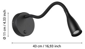 Eglo 901781 - LED Flexibilní nástěnná lampa s USB OLIVANDINO LED/3,8W/230V černá