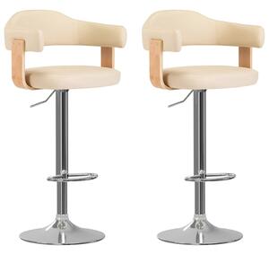 Barové stoličky 2 ks krémové ohýbané dřevo a umělá kůže