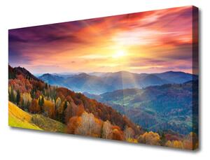 Obraz na plátně Hora Les Slunce Krajina 140x70 cm