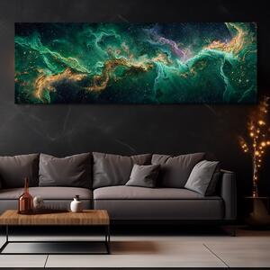 Obraz na plátně - Galaxie Golden Rush FeelHappy.cz Velikost obrazu: 120 x 40 cm
