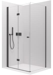 Cerano Volpe, sprchový kout se skládacími dveřmi 90(dveře) x 70(stěna), 6mm čiré sklo, černý profil, CER-CER-427327