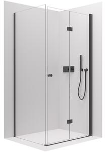 Cerano Volpe, sprchový kout se skládacími dveřmi 90(dveře) x 70(stěna), 6mm čiré sklo, černý profil, CER-CER-427327