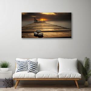 Obraz na plátně Moře Molo Západ Slunce 125x50 cm