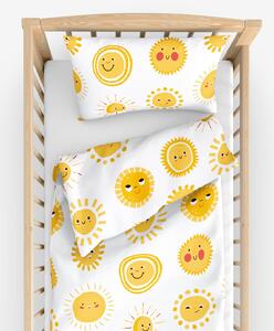 Goldea dětské bavlněné povlečení do postýlky - usměvavá sluníčka 90 x 120 a 40 x 60 cm