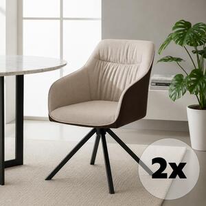 Set - 2 ks Jídelní židle AVENBERG LARO – otočná, béžovo-hnědá
