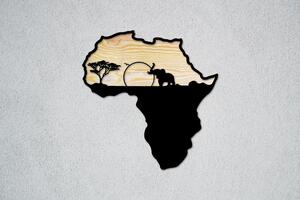 Afrika Velikost: 50 cm, Barva pozadí: Přírodní - borovicová překližka, Barva obrysu: Černá