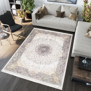 Makro Abra Kusový koberec pratelný VICTORIA 39963 Klasický pogumovaný krémový Rozměr: 80x150 cm
