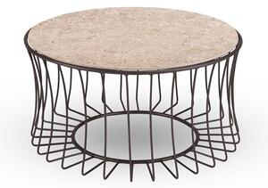 Stern Odkládací stolek Oxo, Stern, kulatý 71x37 cm, průměr desky 68 cm, rám lakovaný hliník černý (black matt), deska keramika dekor Stone grey