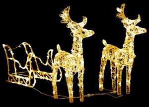 Vánoční sobi se sáněmi 160 LED diod 130 cm akryl