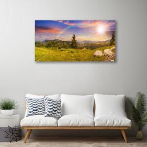 Obraz na plátně Hory Louka Kameny Příroda 125x50 cm