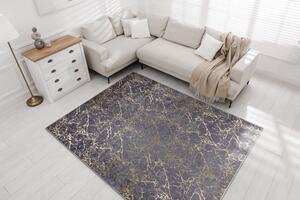 Makro Abra Kusový koberec pratelný MIRO 11111.2103 Mramor protiskluzový tmavě šedý zlatý Rozměr: 140x190 cm