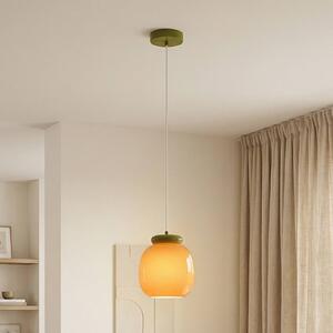 EGLO Závěsné světlo Berardelli, oranžové/zelené, Ø 23 cm, sklo, E27, stmívatelný, Žlutá / oranžová, Obývací pokoj / jídelna, Sklo, Moderní