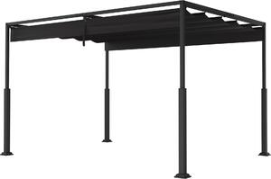 Pergola, střecha pro terasu - 3 x 4 metry - ocel, polyester - černá barva - vodotěsná