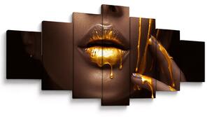 Obraz - Žena se zlatými rty (210x100 cm)