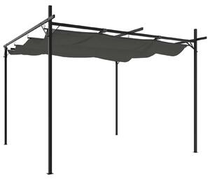 Pergola se zasouvací střechou – antracitová, polyesterová střecha – 295 x 292 x 230 cm