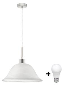 LED Lustr na lanku 1xE27/60W/230V bílá/čirá