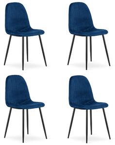 Židle – Leobert – Padva – tmavě modrý samet/černé nohy – 44,5 × 53 × 87 cm – sada 4 ks