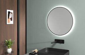 CERANO - Koupelnové LED zrcadlo Velo, kovový rám - černá matná - Ø 60 cm