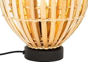 Orientální stolní lampa černá s přírodním bambusem - Pua