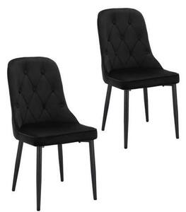 Elegantní černý čalouněný jídelní židle VELVET, sada 2 kusů