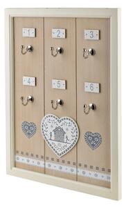 Mondex Skříňka na klíče STACY Heart 40x30 cm bílá/hnědá