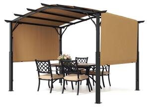 Pergola Met výsuvnou střechou - 3x3 metry - Voděodolná polyesterová tkanina - Černý ocelový rám