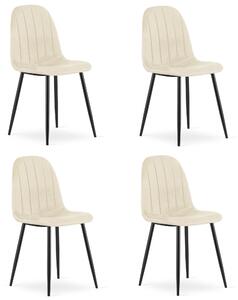 Židle – Leobert – Padva – světle béžový samet / černé nohy – 44,5 × 53 × 87 cm – sada 4 ks