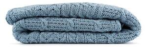 Vlnka Vlněný pletený pléd Merino modrá velikost lůžkovin 100x150