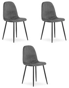 Židle – Leobert – Padva – tmavě šedý samet/černé nohy – 44,5 × 53 × 87 cm – sada 3 ks