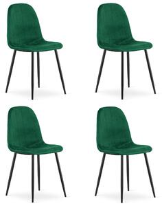 Židle – Leobert – Padva – zelený samet/černé nohy – 44,5 × 53 × 87 cm – sada 4 kusů