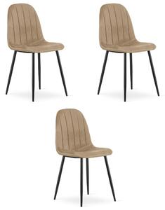 Židle – Leobert – Padva – hnědý samet/černé nohy – 44,5 × 53 × 87 cm – sada 3 ks