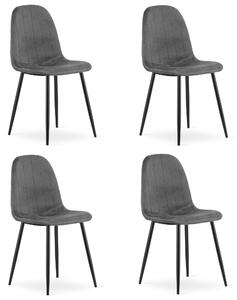 Židle – Leobert – Padva – tmavě šedý samet/černé nohy – 44,5 × 53 × 87 cm – sada 4 ks