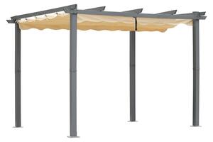 Pergola s hliníkovou konstrukcí - střecha z polyesteru, výsuvná - rozměry 3 x 4 metry - vodoodpudivá - zastřešená terasa