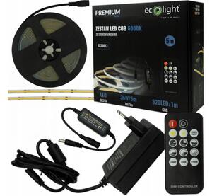 ECOLIGHT COB LED pásek 35W - 24V - 320 - 5M - 6000k - studená barva + dálkový ovladač