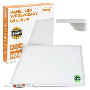 BERGE LED panel 60x60 - 60W - 4400lm - 4000k - neutrální barva - zapuštěná bílá