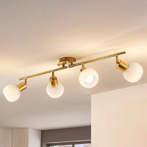 Stropní Lampa Lindby, Elaina, stmívatelné, Zlatá / mosazná, Obývací pokoj, Kov, Moderní