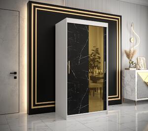 Šatní skříň Abi Golden T2 Barva korpusu: Černá, Rozměry: 120 cm, Dveře: Černý Marmur + zlaté zrcadlo