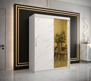 Šatní skříň Abi Golden T2 Barva korpusu: Bílá, Rozměry: 100 cm, Dveře: Bílý Marmur + zlaté zrcadlo