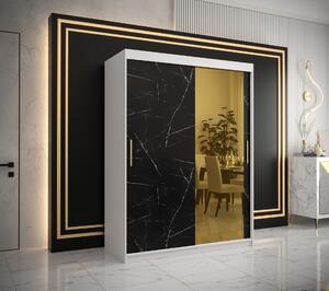 Šatní skříň Abi Golden T2 Barva korpusu: Bílá, Rozměry: 150 cm, Dveře: Černý Marmur + zlaté zrcadlo