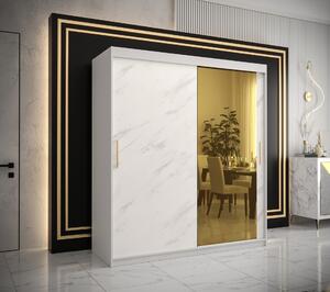 Šatní skříň Abi Golden T2 Barva korpusu: Bílá, Rozměry: 180 cm, Dveře: Bílý Marmur + zlaté zrcadlo