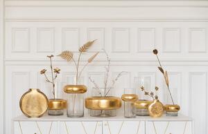 Zlatá skleněná dekorativní váza J-Line Anellu 30 cm