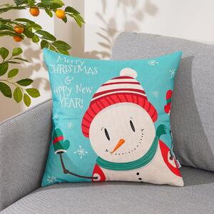 Vánoční povlak na polštářek Happy Snowman, 45 x 45 cm