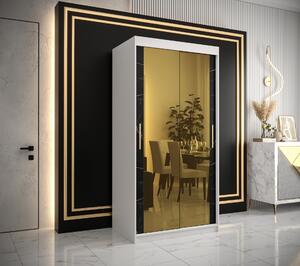 Šatní skříň Abi Golden T3 Barva korpusu: Černá, Rozměry: 150 cm, Dveře: Černý Marmur + zlaté zrcadlo