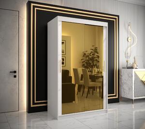 Šatní skříň Abi Golden T3 Barva korpusu: Černá, Rozměry: 120 cm, Dveře: Bílý Marmur + zlaté zrcadlo