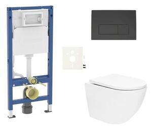 Závěsný WC set Geberit do lehkých stěn / předstěnová + WC SAT SIKOGESTOR67D50BL2