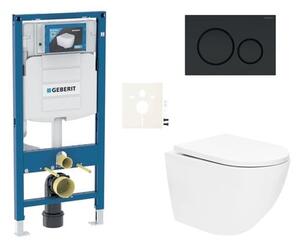 Závěsný WC set Geberit do lehkých stěn / předstěnová + WC SAT SIKOGESTOR67S20BL