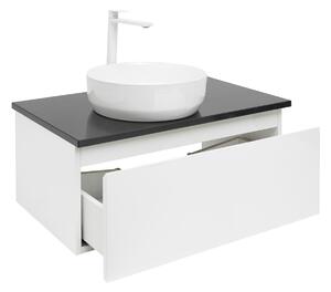 Koupelnová skříňka s umyvadlem a kamennou krycí deskou SAT B-Way 79x30x45 cm bílá lesk BWAY80WTKUB