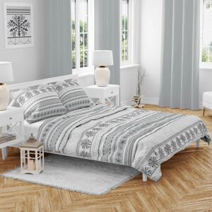 Vánoční povlečení bavlněné Winter šedé TiaHome - 1x Polštář 90x70cm, 1x Přikrývka 140x200cm