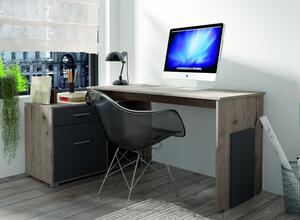 Rohový PC stůl Capri, dub wellington/šedá